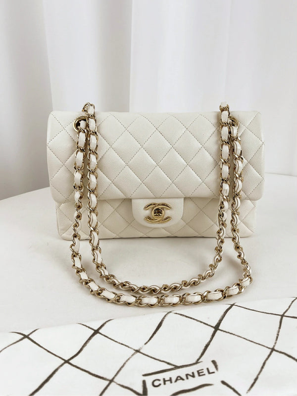 Classic Double Flap Bag Quilted Caviar Small