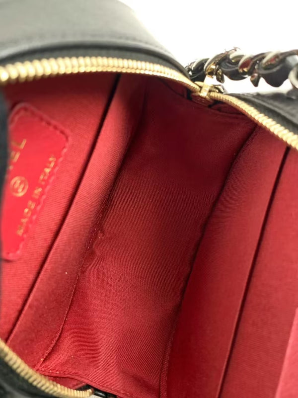 CHANEL 19 Round Clutch with Chain Quilted Leather