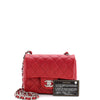 Square Classic Single Flap Bag Quilted Caviar Mini