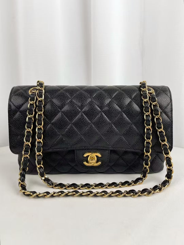 CHANEL Classic Double Flap Bag Quilted Caviar Medium