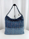 CHANEL 22 Chain Hobo Quilted Denim Medium