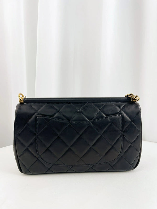 Gold Bar Full Flap Bag Quilted Aged Calfskin Medium