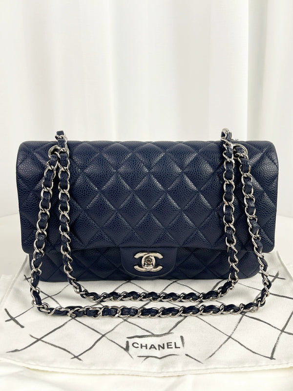 Classic Double Flap Bag Quilted Caviar Medium