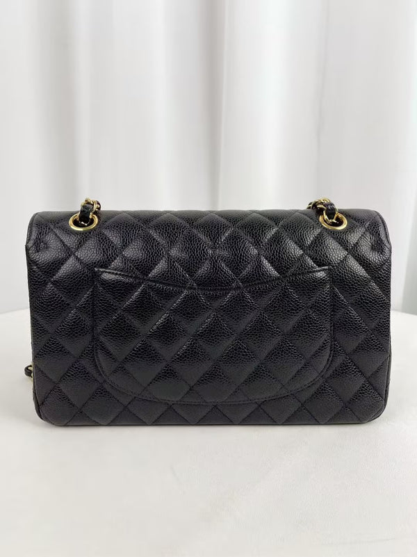 CHANEL Classic Double Flap Bag Quilted Caviar Medium