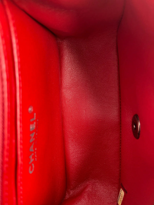 Square Classic Single Flap Bag Quilted Caviar Mini
