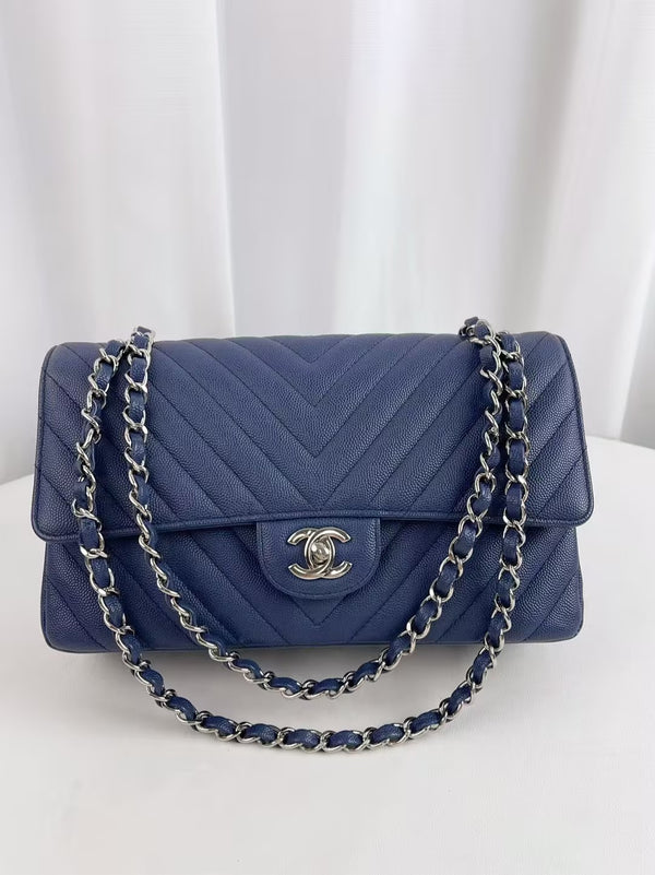 CHANEL Classic Double Flap Bag Quilted Caviar Medium