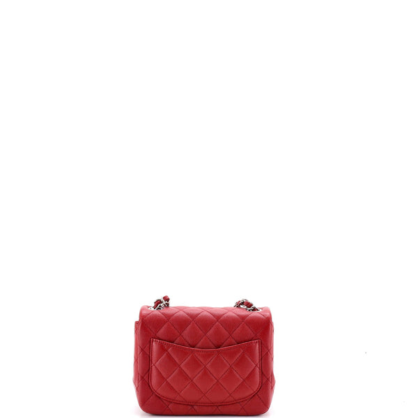 Square Classic Single Flap Bag Quilted Caviar Mini