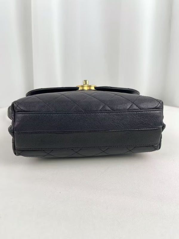 CHANEL Classic Flap Reversible Black Grained Lambskin Leather Medium