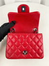 Square Classic Single Flap Bag Quilted Caviar Mini