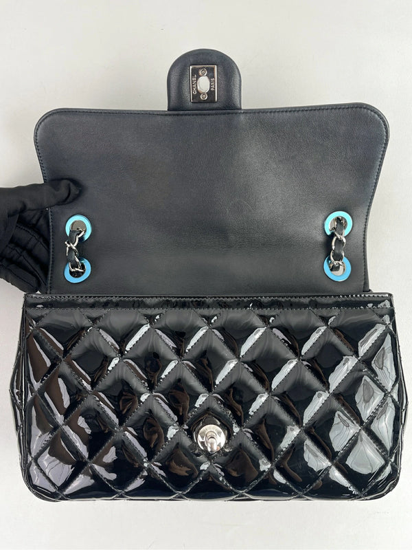 Coco Shine Flap Bag Quilted Patent Medium