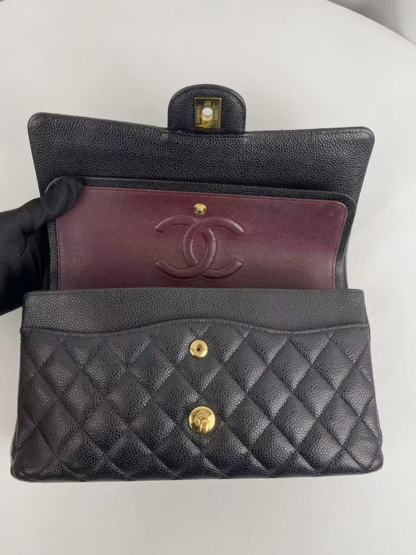 CHANEL Classic Double Flap Bag Quilted Caviar Medium