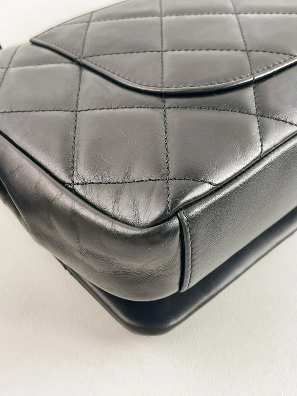 Gold Bar Full Flap Bag Quilted Aged Calfskin Medium