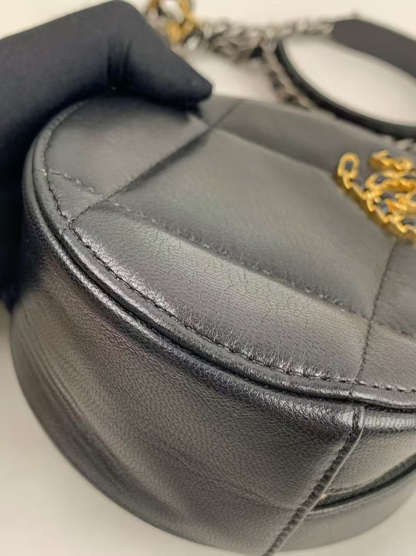 CHANEL 19 Round Clutch with Chain Quilted Leather