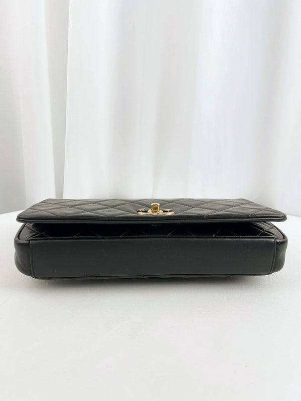 Gold Bar Full Flap Bag Quilted Aged Calfskin Medium