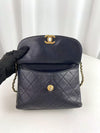 CHANEL Classic Flap Reversible Black Grained Lambskin Leather Medium